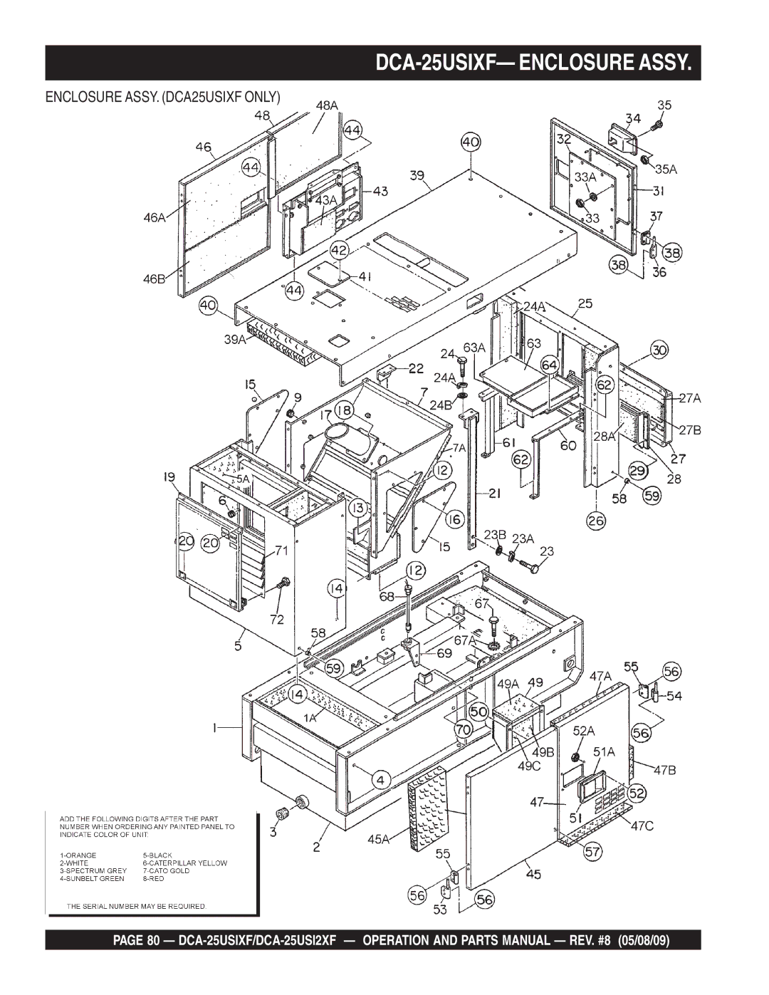 Multiquip DCA-25USI2XF operation manual DCA-25USIXF- Enclosure Assy 