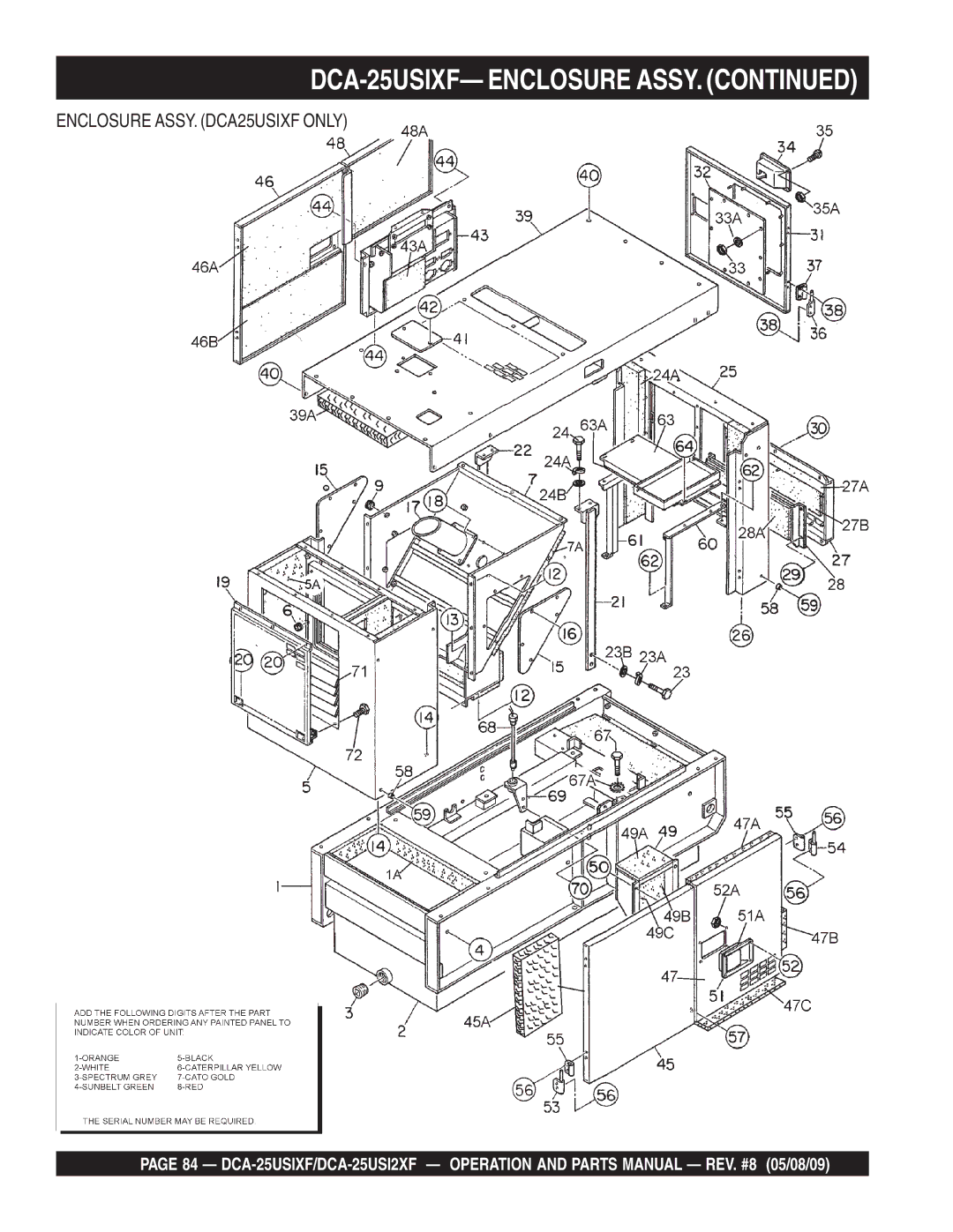 Multiquip DCA-25USI2XF operation manual DCA-25USIXF- Enclosure Assy 