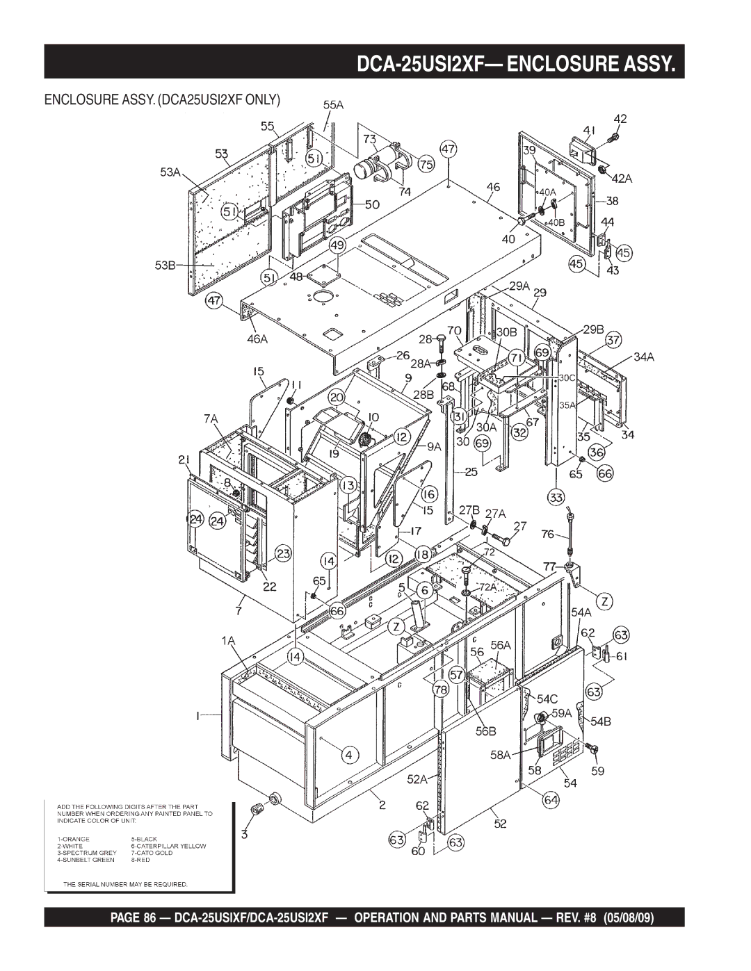 Multiquip DCA-25USIXF operation manual DCA-25USI2XF- Enclosure Assy 