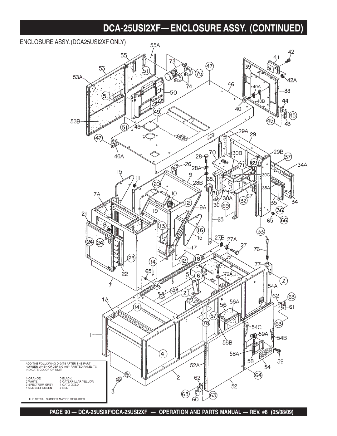 Multiquip DCA-25USIXF operation manual DCA-25USI2XF- Enclosure Assy 