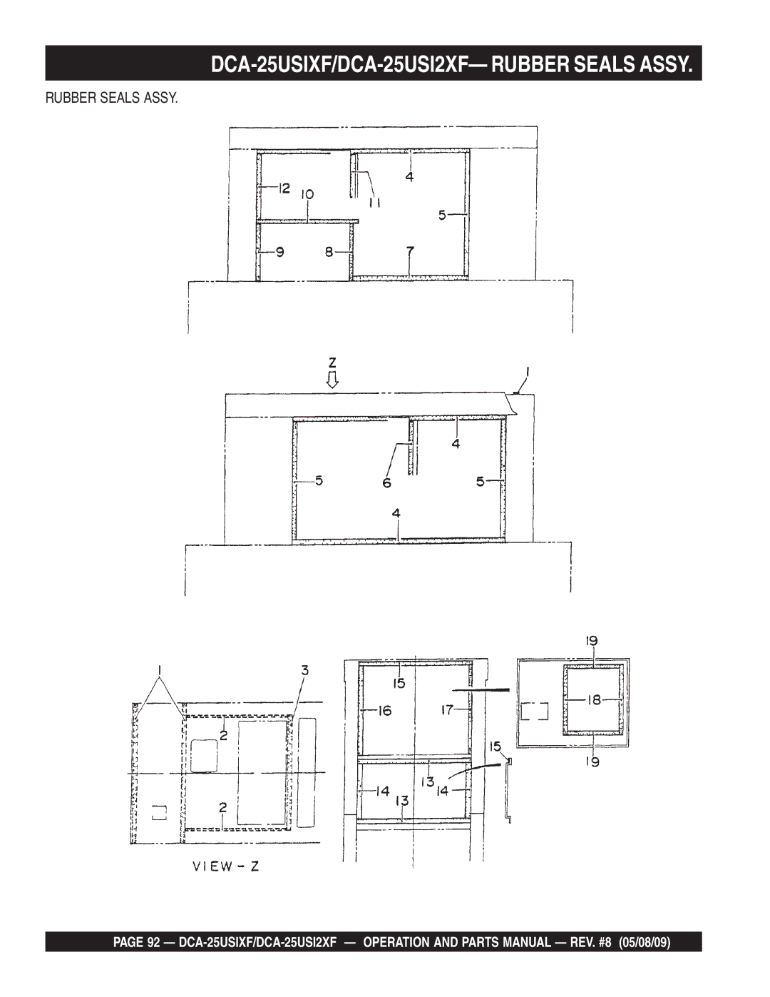 Multiquip operation manual DCA-25USIXF/DCA-25USI2XF- Rubber Seals Assy 