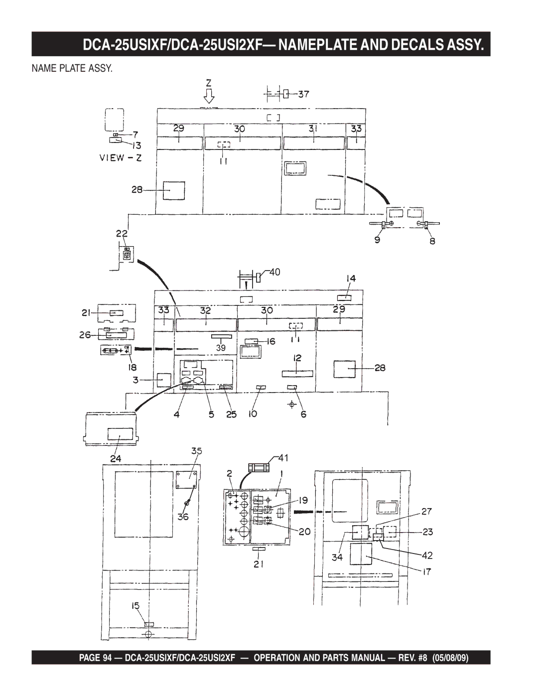 Multiquip operation manual DCA-25USIXF/DCA-25USI2XF- Nameplate and Decals Assy 