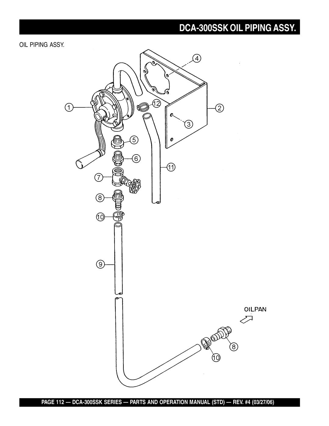 Multiquip manual DCA-300SSK OIL Piping Assy 