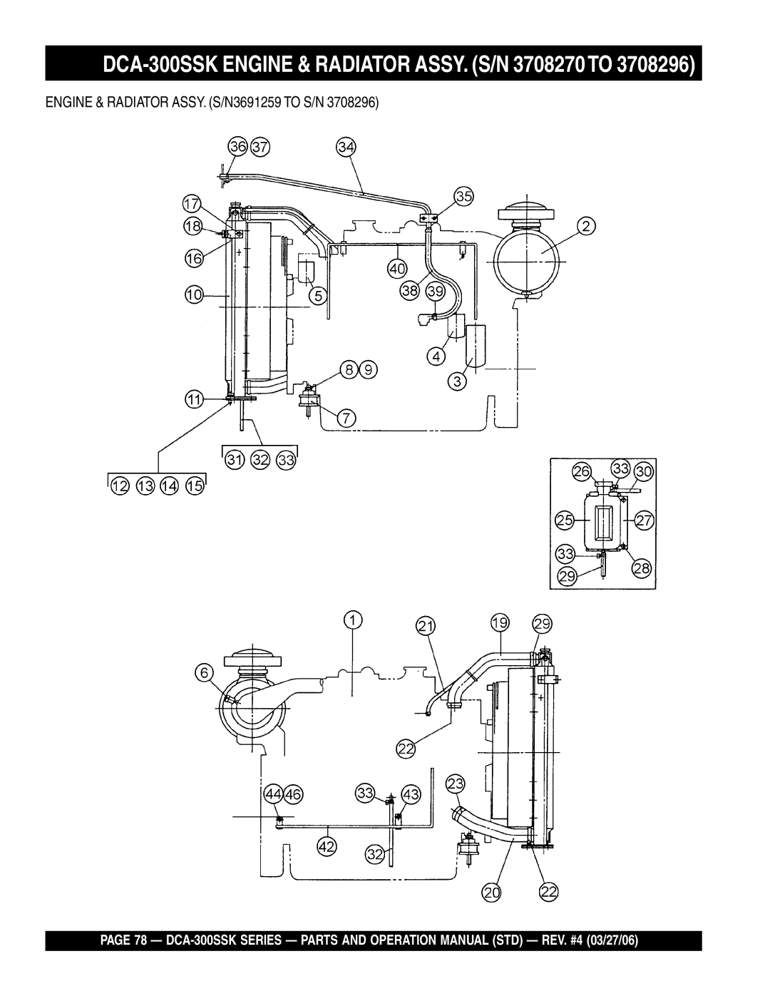 Multiquip manual DCA-300SSK Engine & Radiator ASSY. S/N 3708270TO 