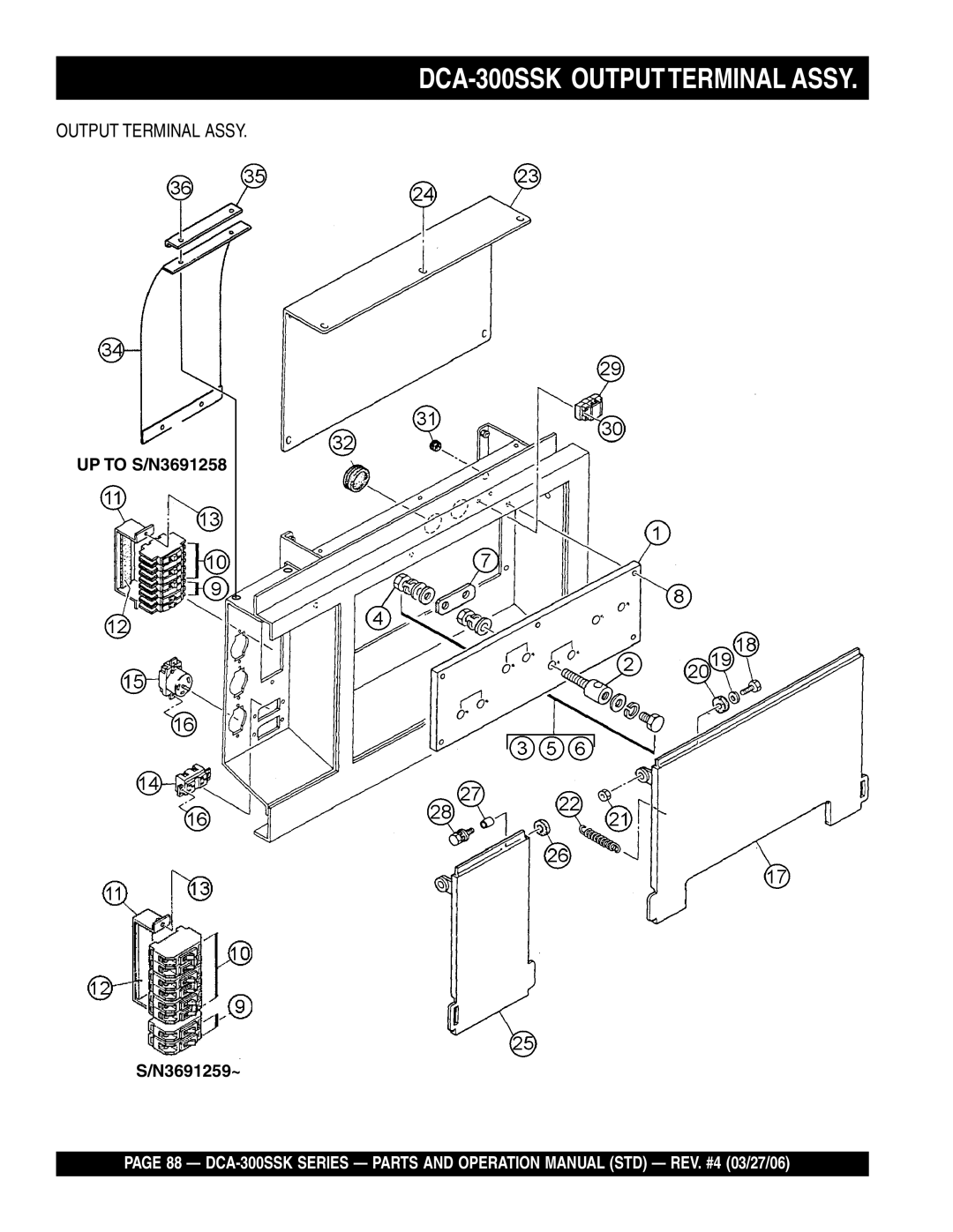 Multiquip manual DCA-300SSK Outputterminal Assy 