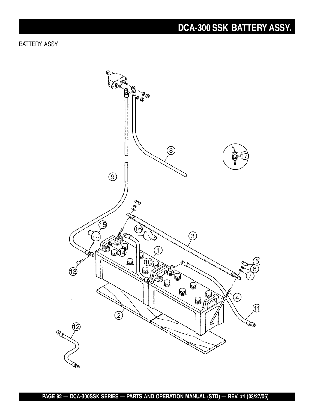 Multiquip DCA-300SSK manual DCA-300 SSK Battery Assy 