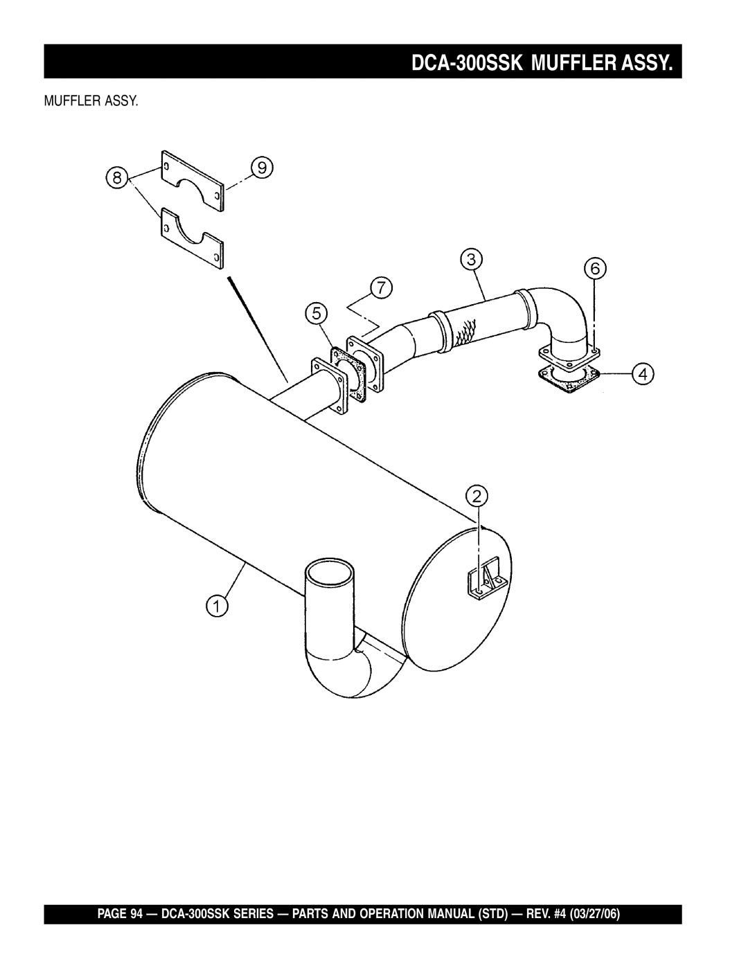 Multiquip manual DCA-300SSK Muffler Assy 