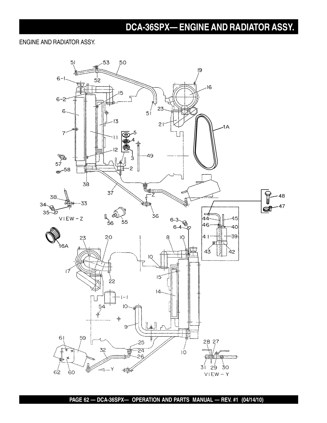 Multiquip operation manual DCA-36SPX- Engine and Radiator Assy 