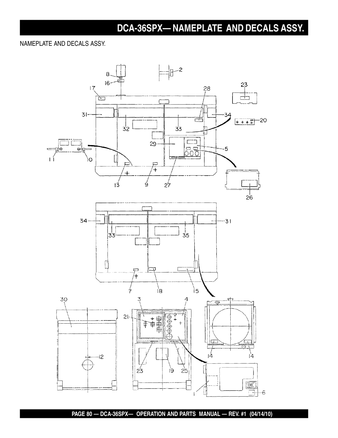 Multiquip operation manual DCA-36SPX- Nameplate and Decals Assy 