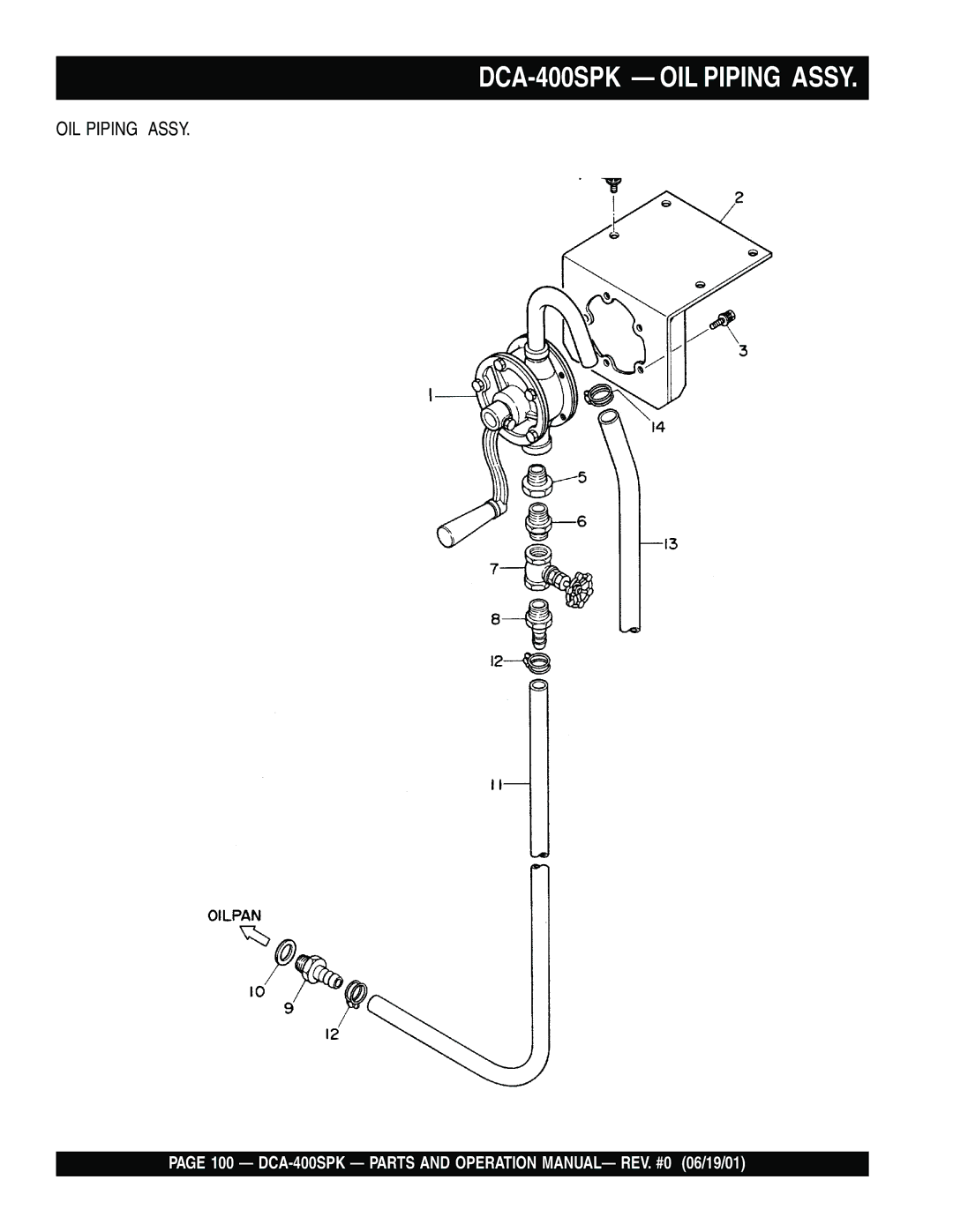 Multiquip operation manual DCA-400SPK OIL Piping Assy 