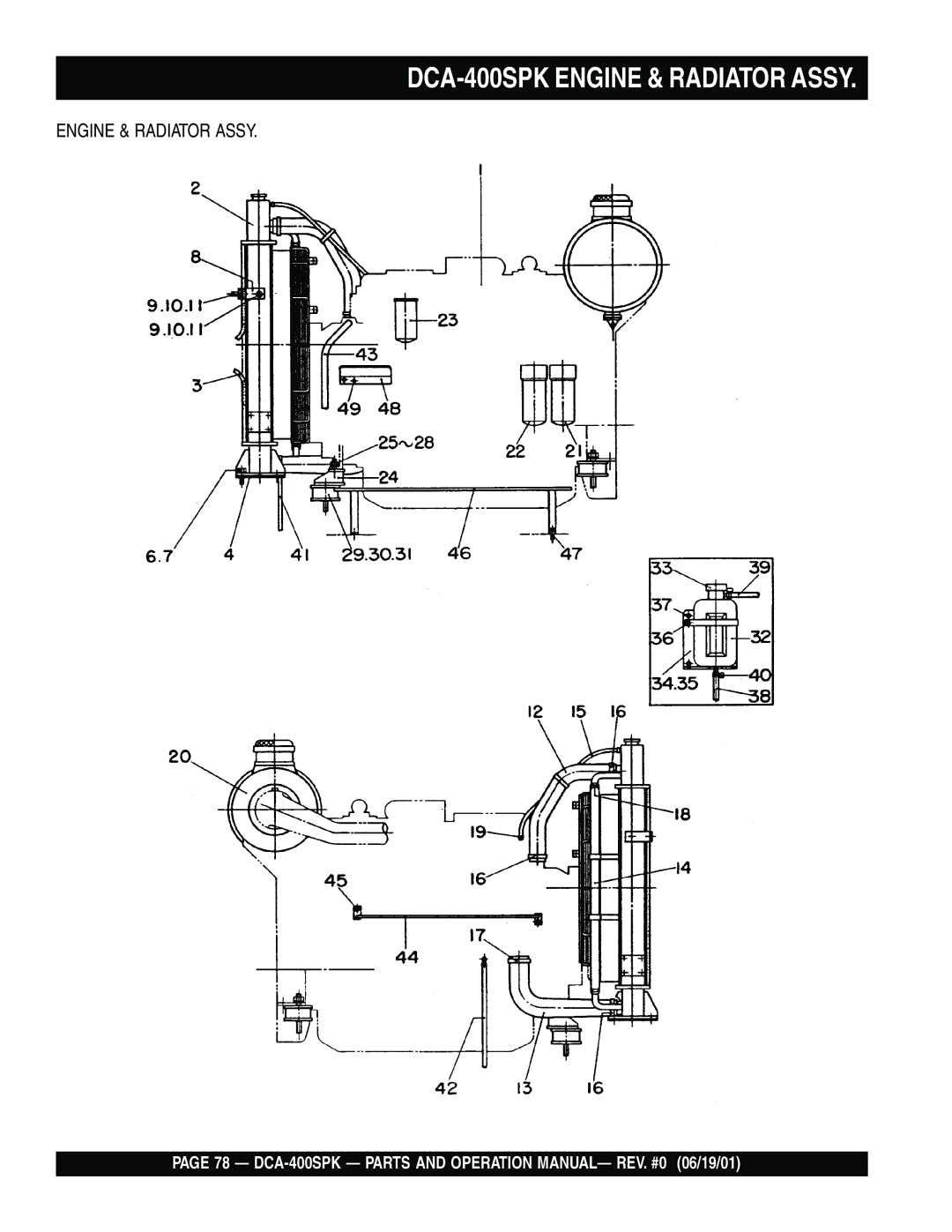 Multiquip operation manual DCA-400SPK Engine & Radiator Assy 