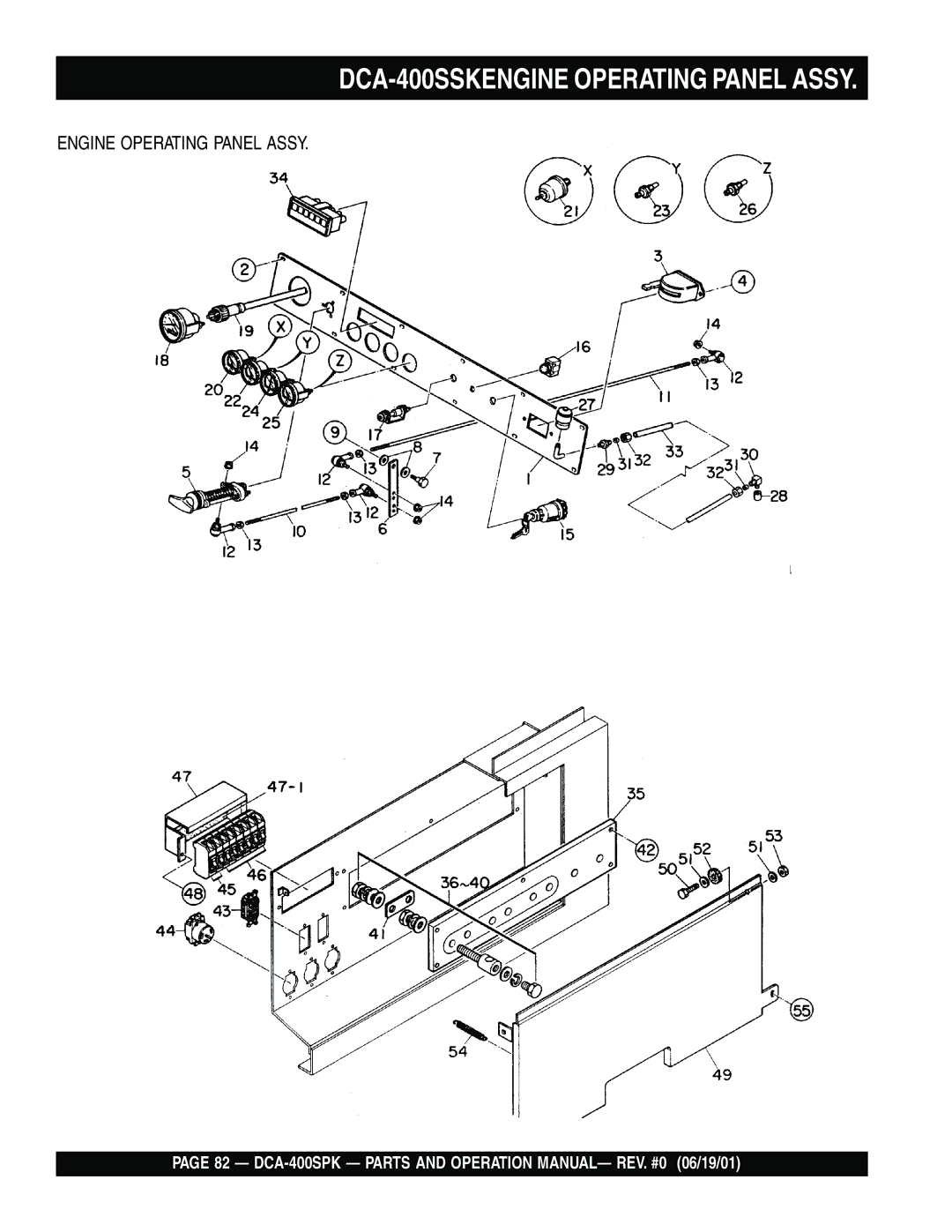 Multiquip DCA-400SPK operation manual DCA-400SSKENGINE Operating Panel Assy 