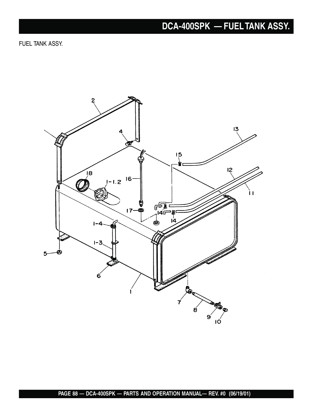 Multiquip operation manual DCA-400SPK Fuel Tank Assy 