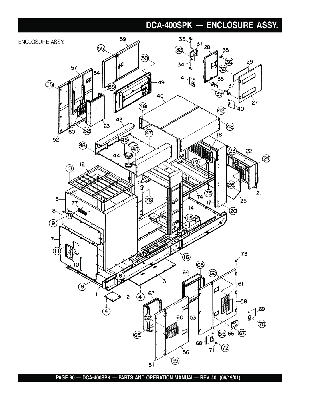 Multiquip operation manual DCA-400SPK Enclosure Assy 