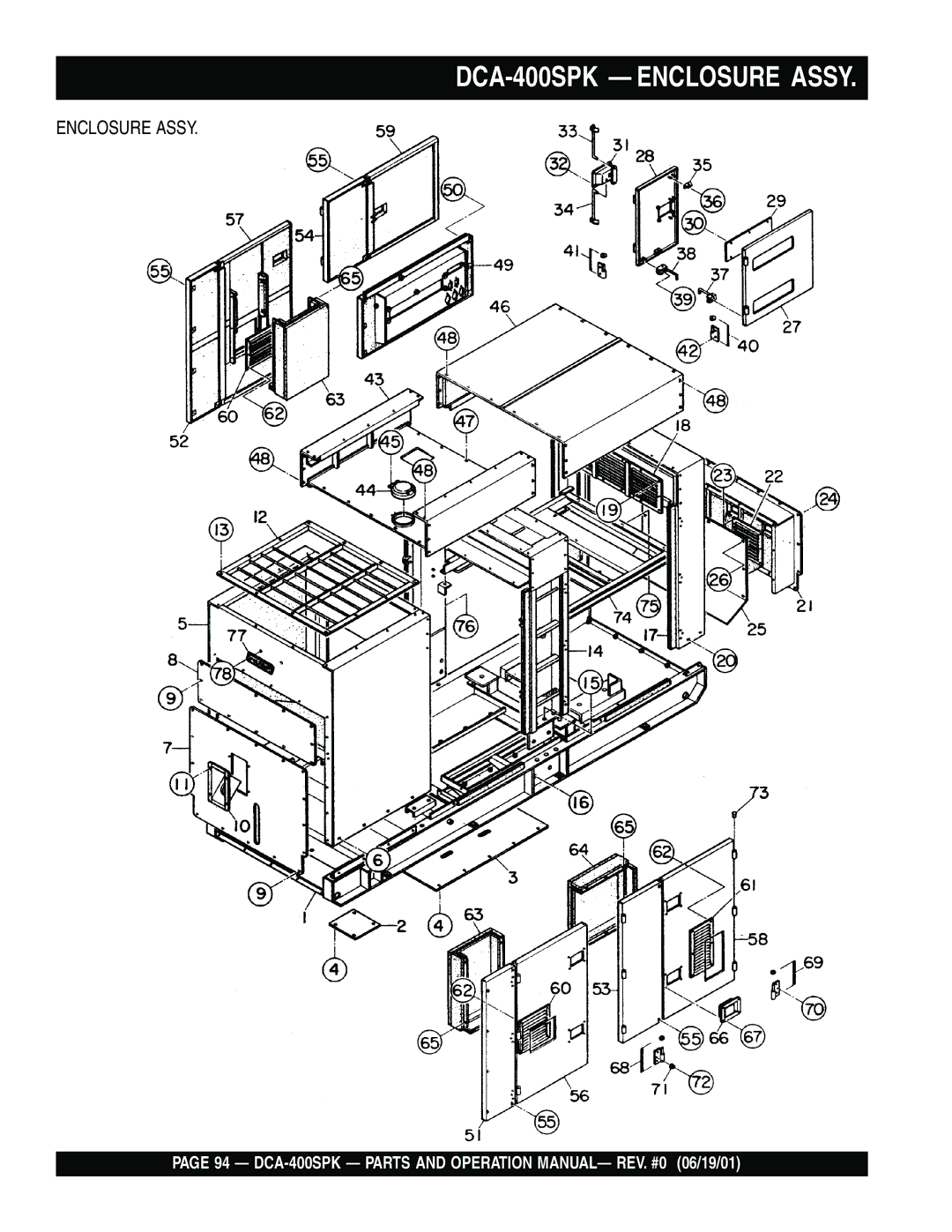 Multiquip operation manual DCA-400SPK Enclosure Assy 