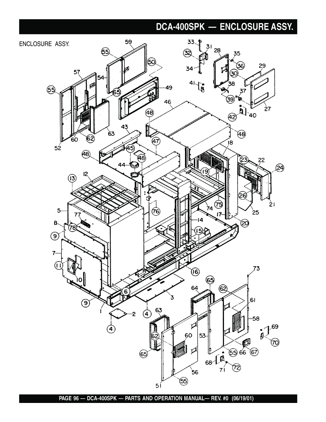 Multiquip operation manual DCA-400SPK Enclosure Assy 