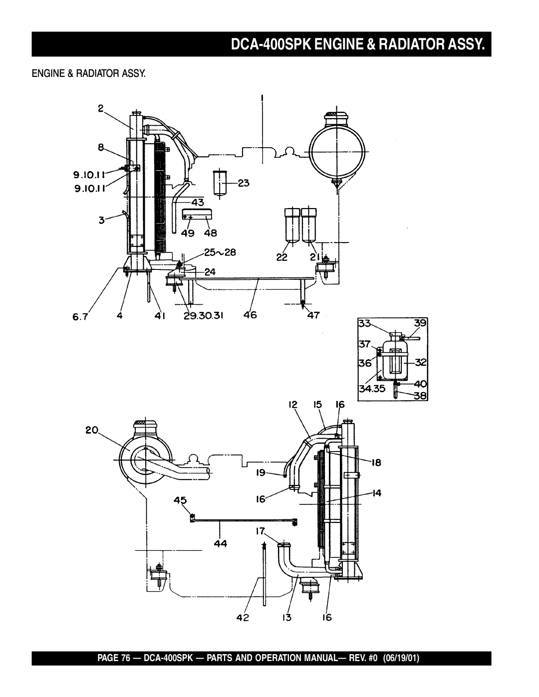 Multiquip operation manual DCA-400SPKENGINE & RADIATOR ASSY, Engine & Radiator Assy 