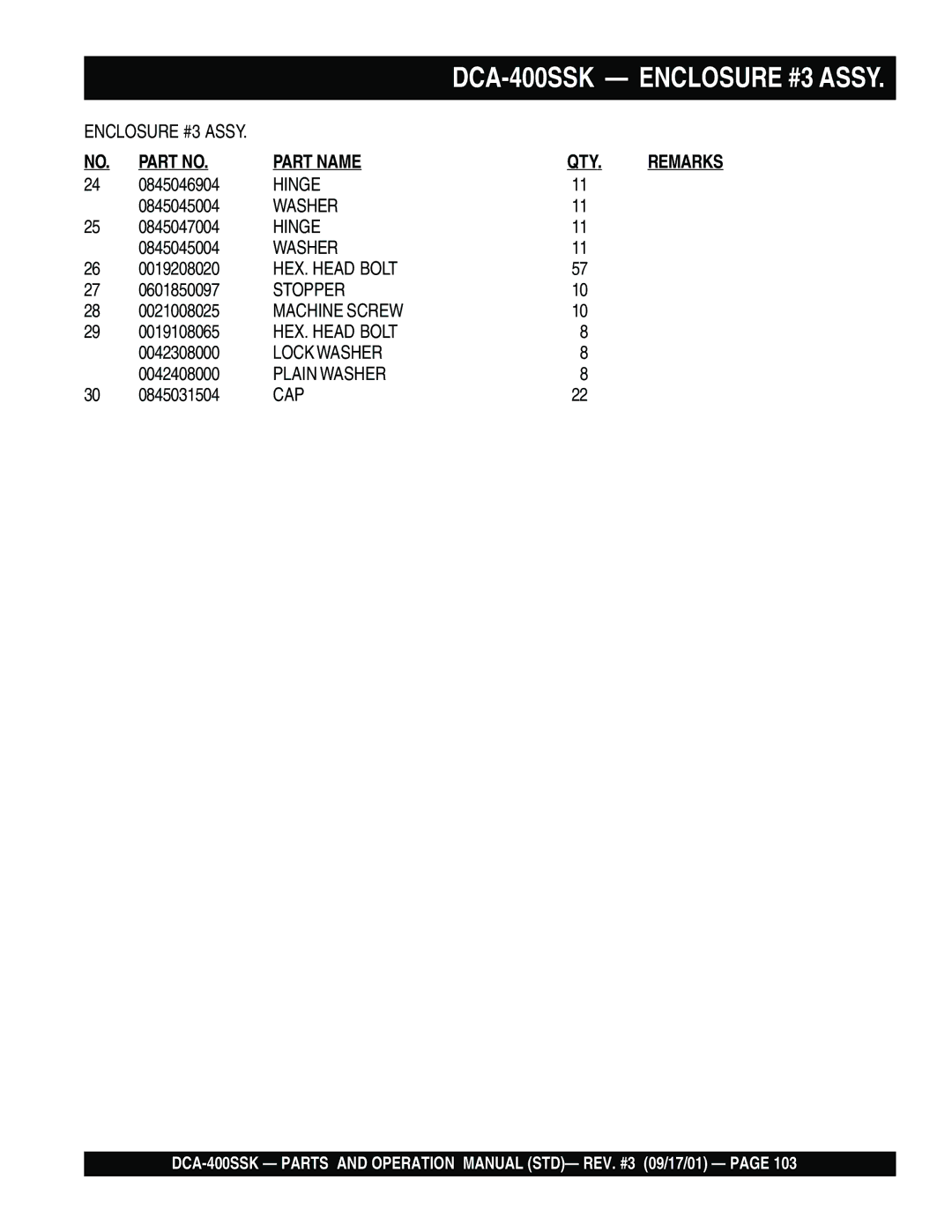 Multiquip DCA-400SSK operation manual 0845046904 