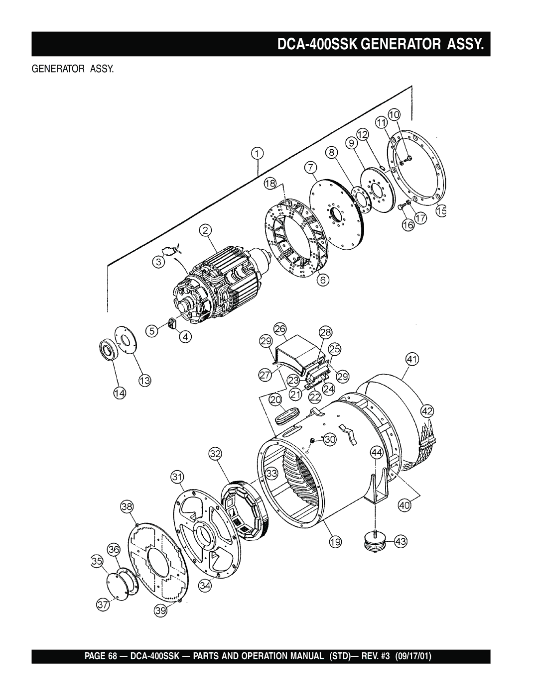 Multiquip operation manual DCA-400SSK Generator Assy 