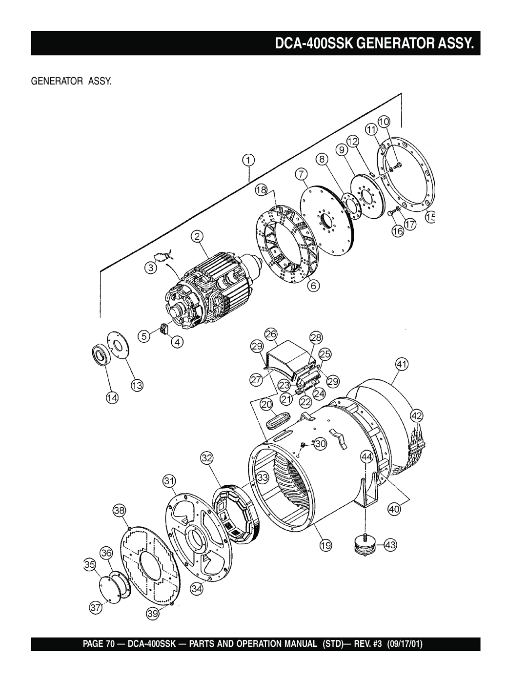 Multiquip operation manual DCA-400SSK Generator Assy 