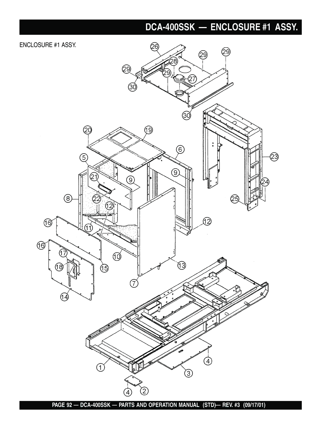 Multiquip operation manual DCA-400SSK Enclosure #1 Assy 