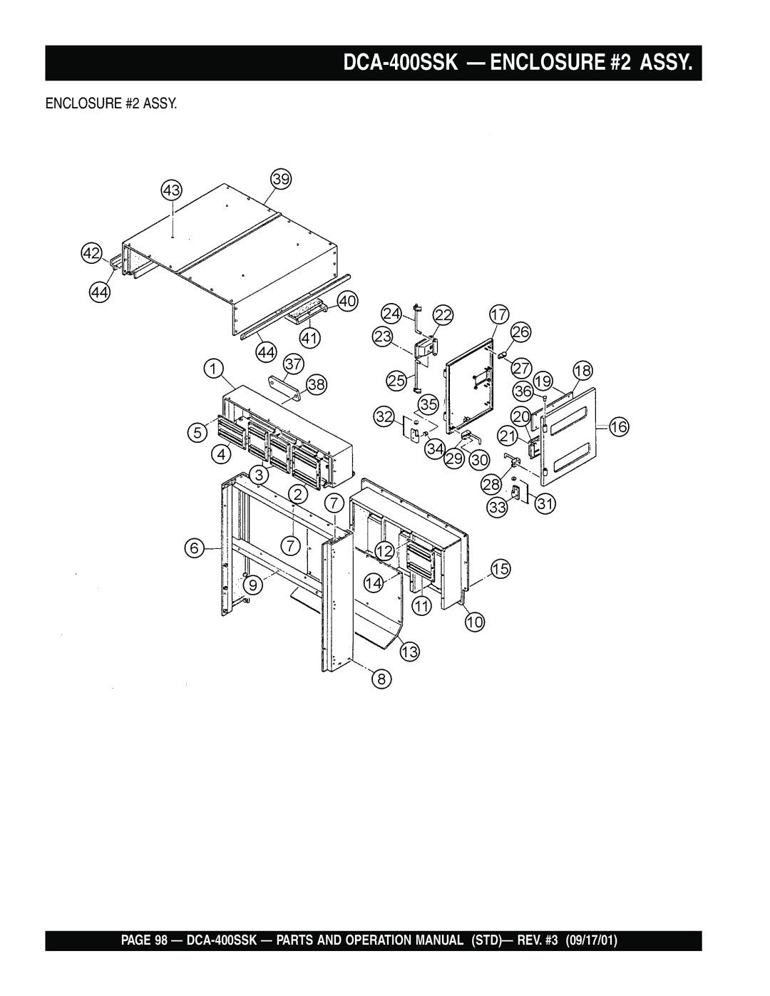 Multiquip operation manual DCA-400SSK Enclosure #2 Assy 