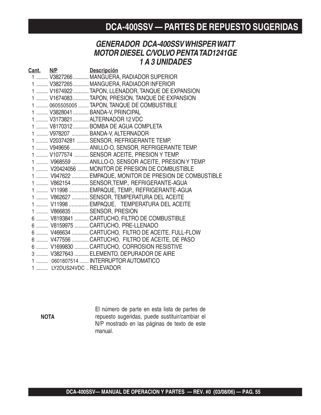 Multiquip DCA-400SSV BANDA-V, Principal, Alternador 12 VDC, Sensor ACEITE, Presion Y Temp, SENSOR, Presion, Relevador 