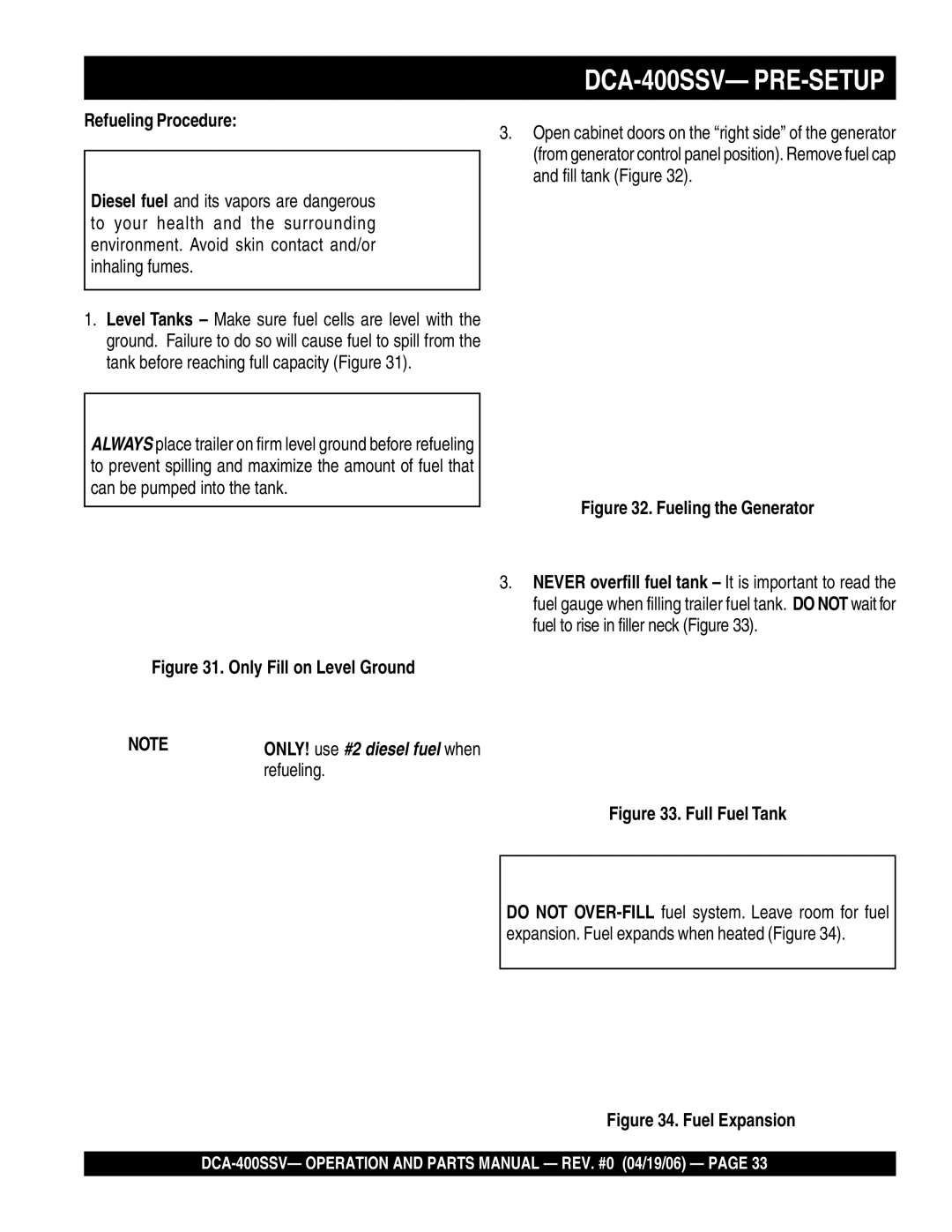 Multiquip DCA-400SSV operation manual Refueling Procedure 