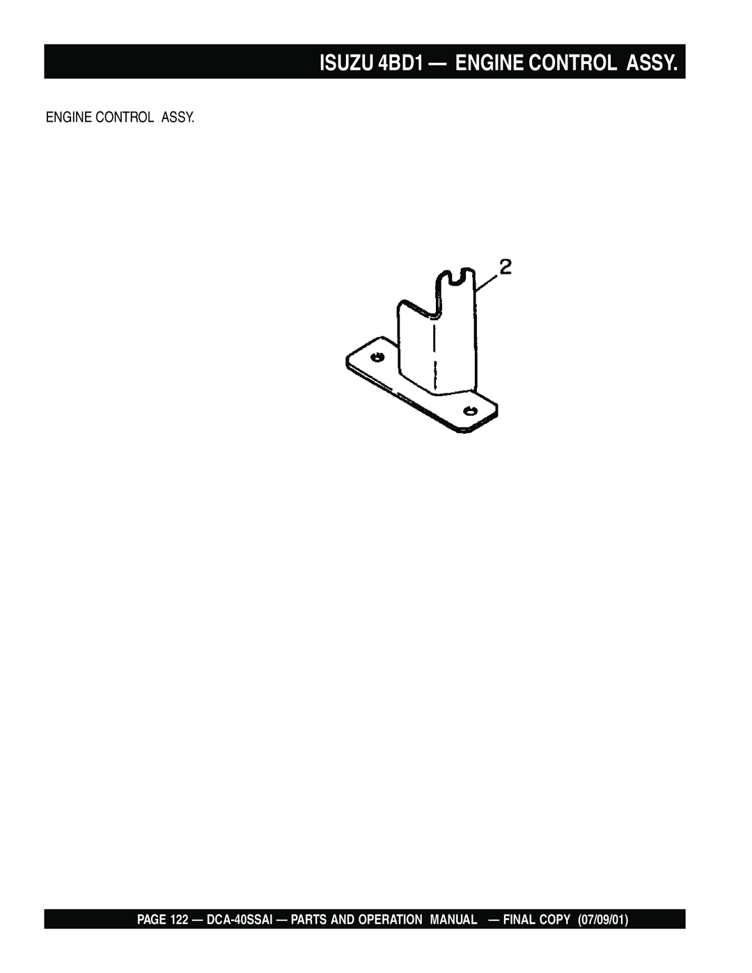 Multiquip DCA-40SSAI operation manual Isuzu 4BD1 Engine Control Assy 