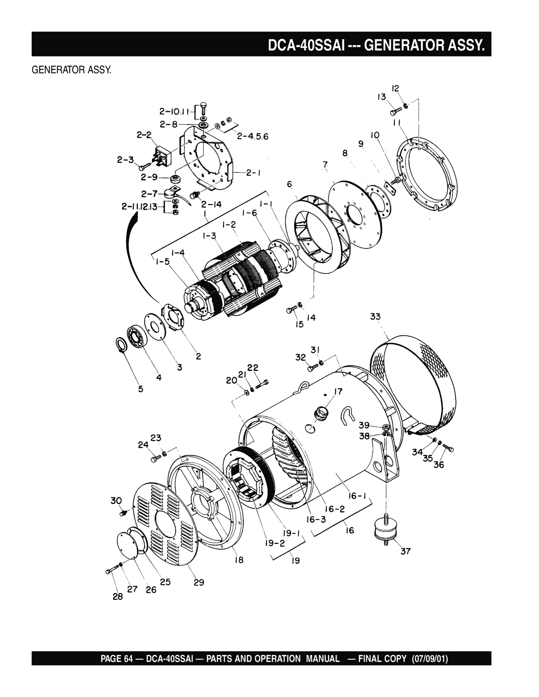 Multiquip operation manual DCA-40SSAI --- Generator Assy 