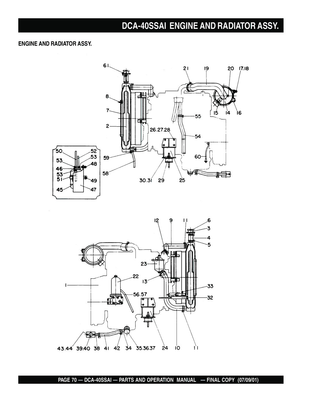 Multiquip operation manual DCA-40SSAI Engine and Radiator Assy 