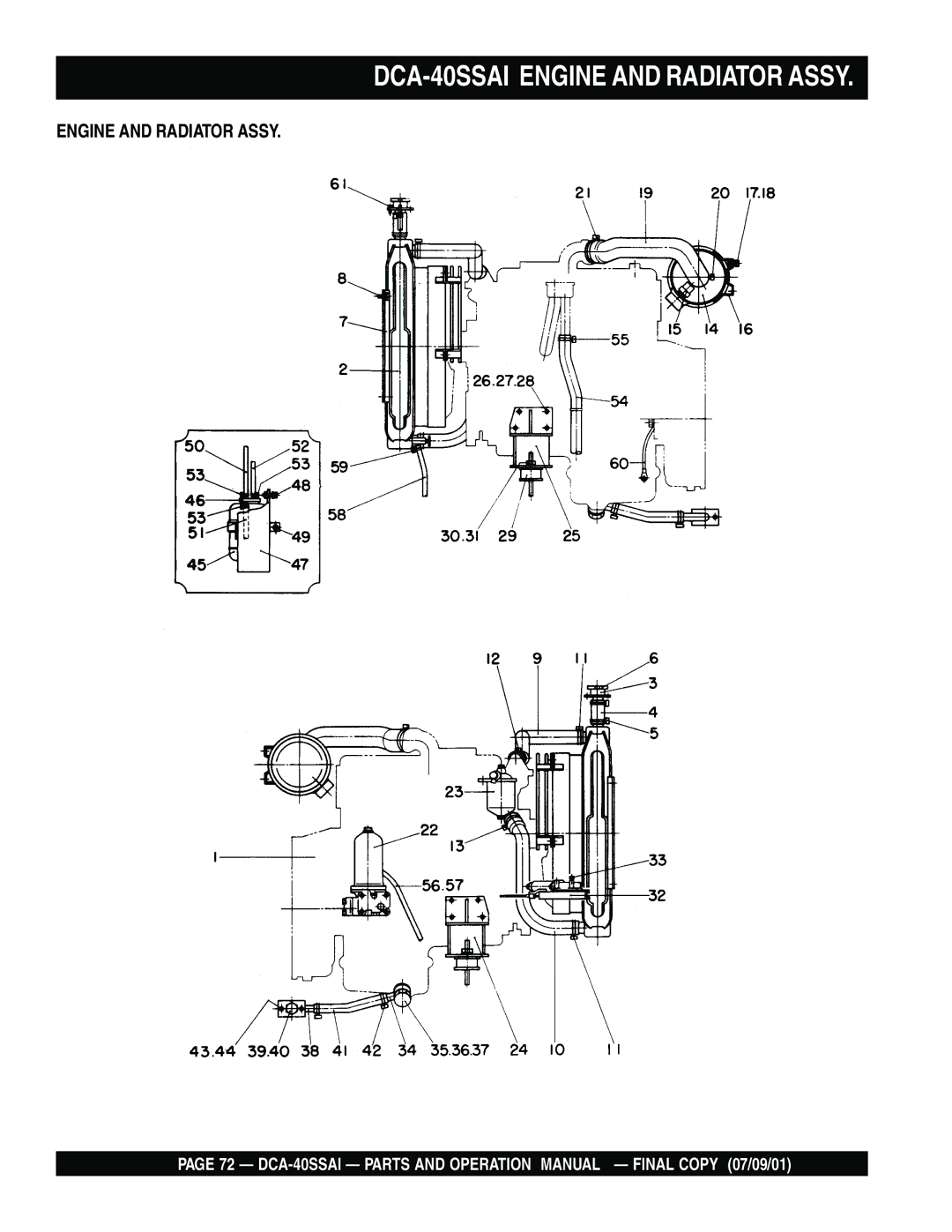 Multiquip operation manual DCA-40SSAI Engine and Radiator Assy 