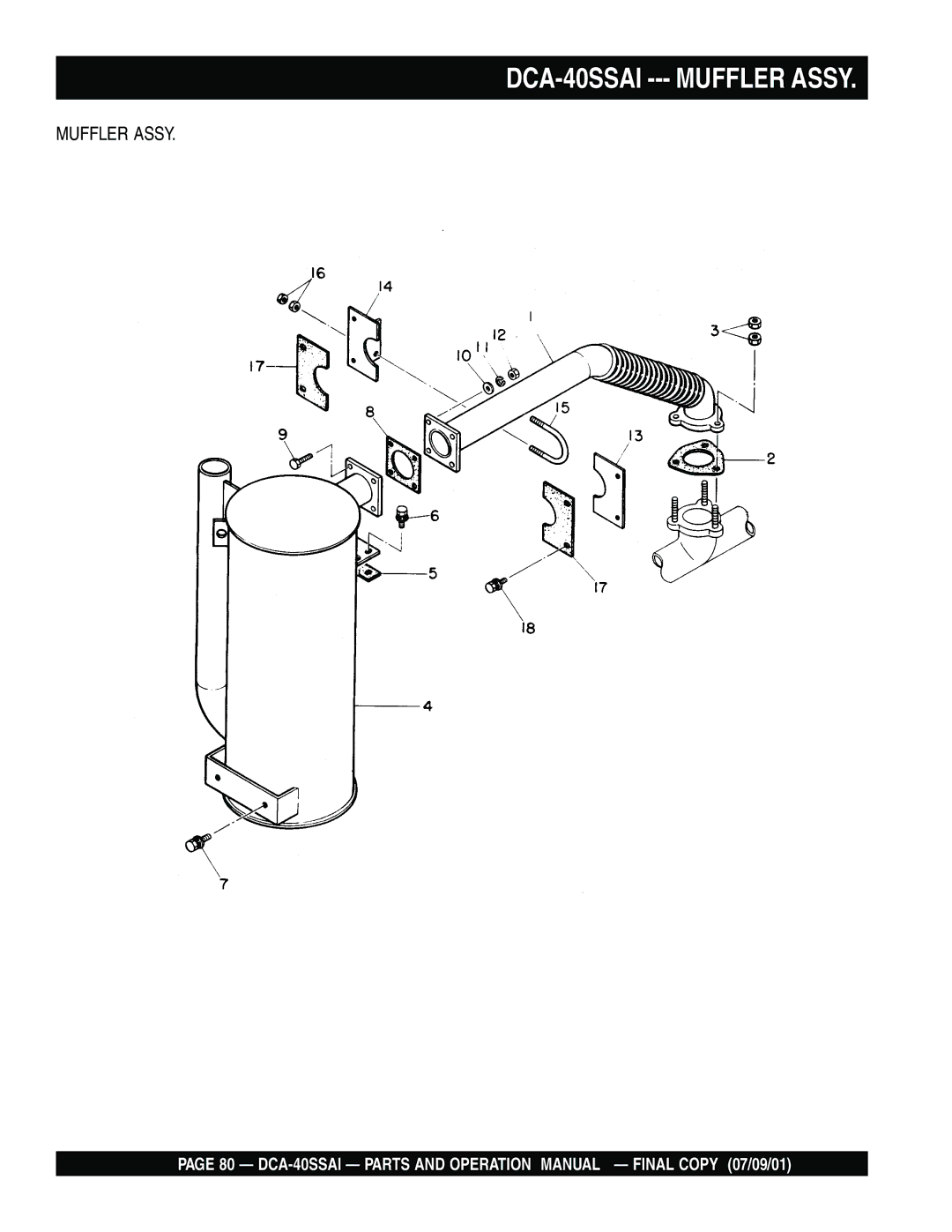 Multiquip operation manual DCA-40SSAI --- Muffler Assy 