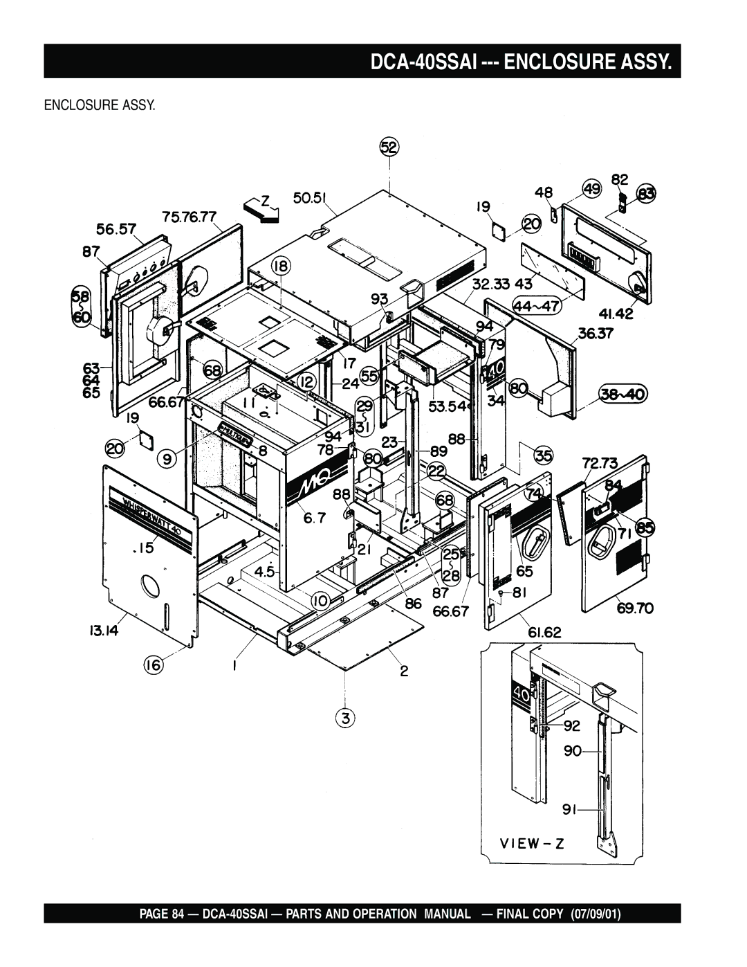 Multiquip operation manual DCA-40SSAI --- Enclosure Assy 