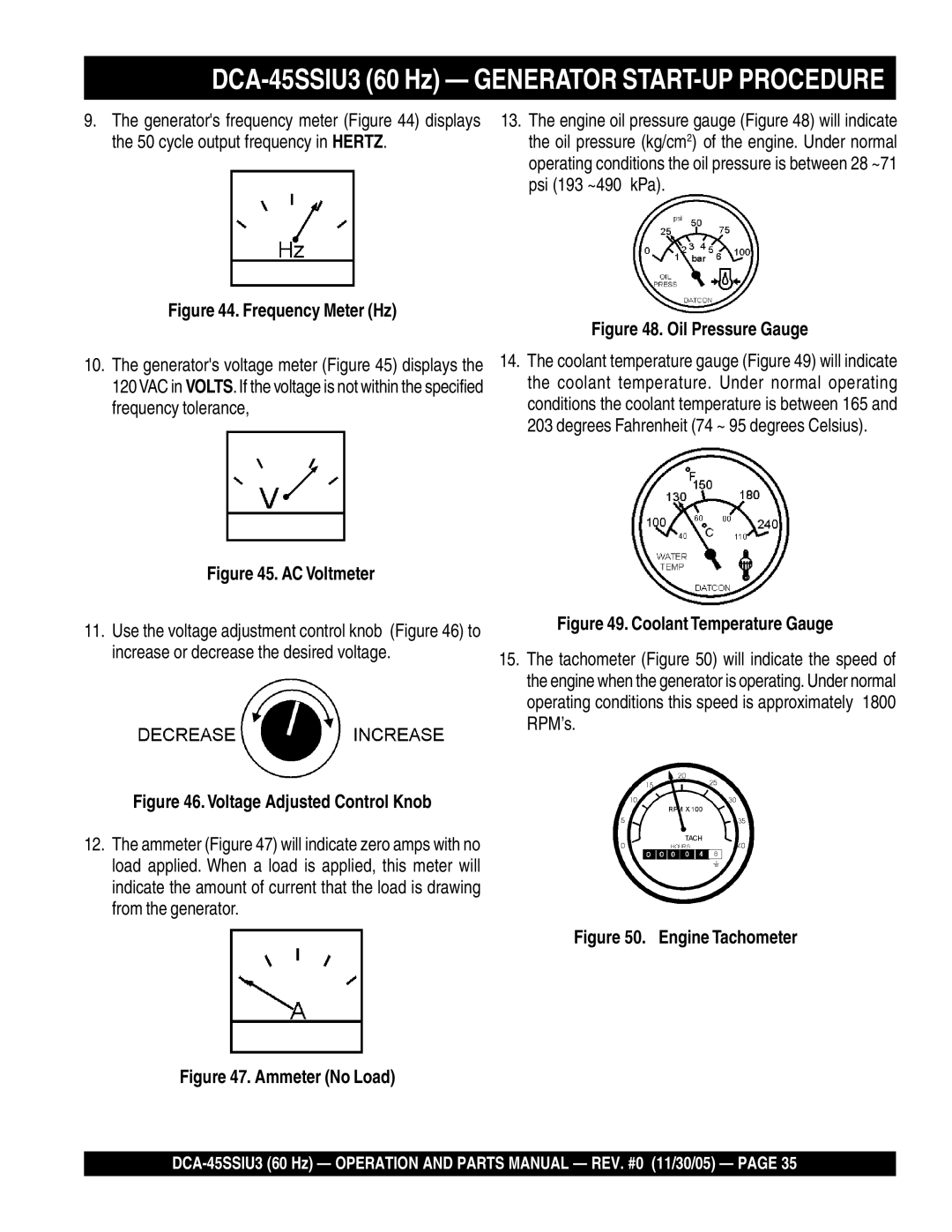 Multiquip DCA-45SSIU3 operation manual Frequency Meter Hz 