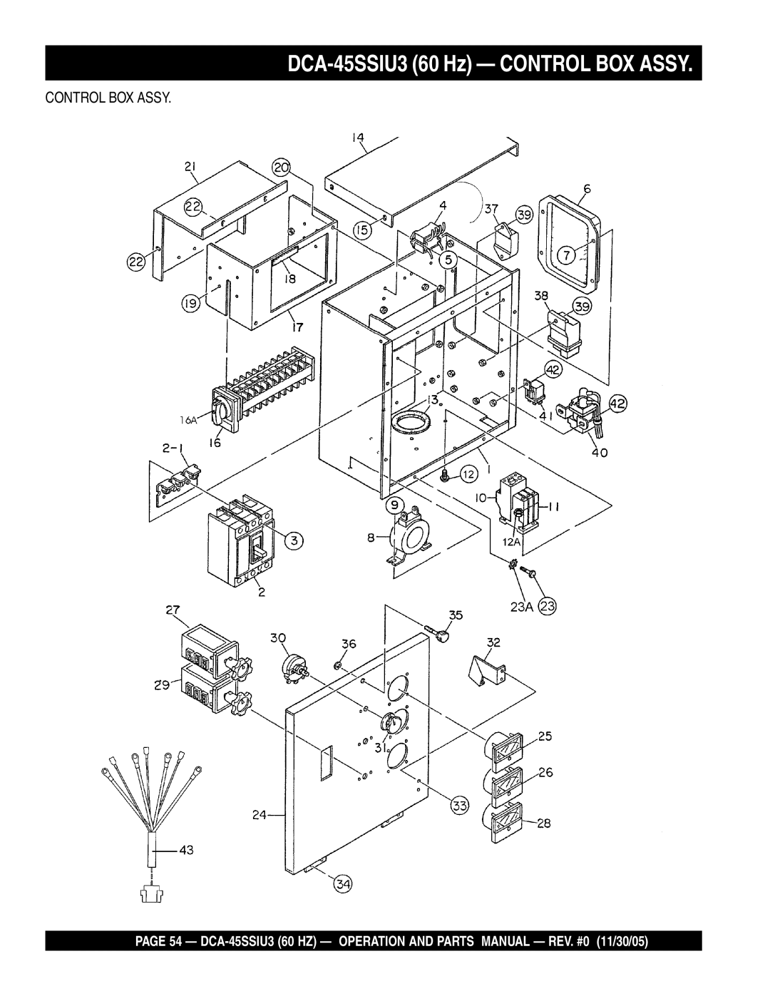 Multiquip operation manual DCA-45SSIU3 60 Hz Control BOX Assy 