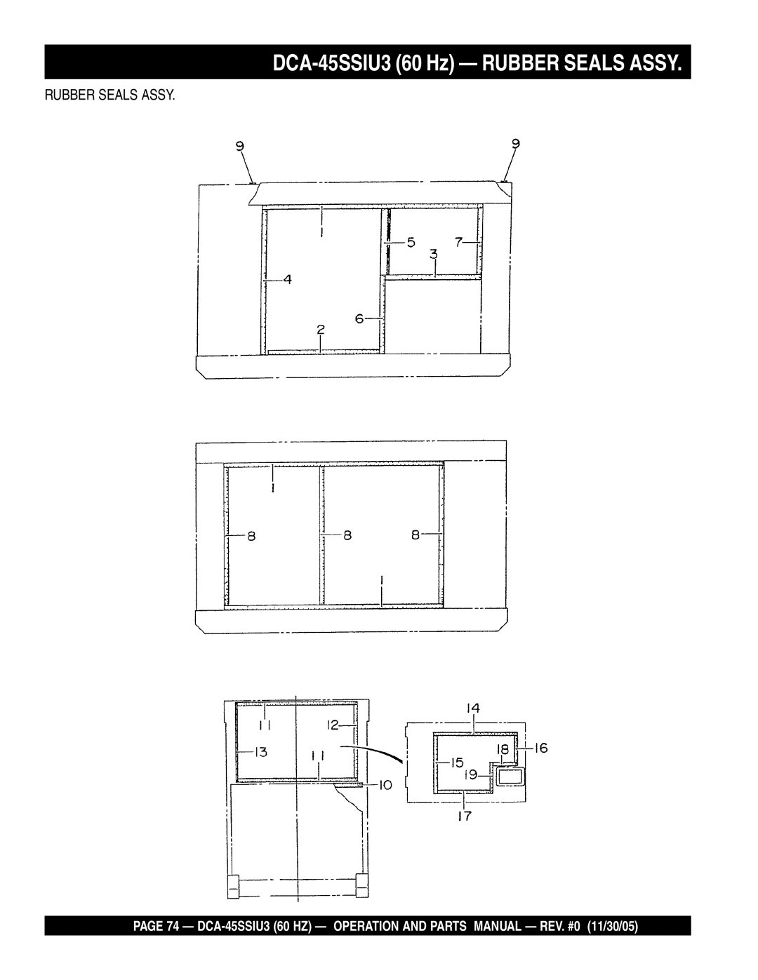 Multiquip operation manual DCA-45SSIU3 60 Hz Rubber Seals Assy 