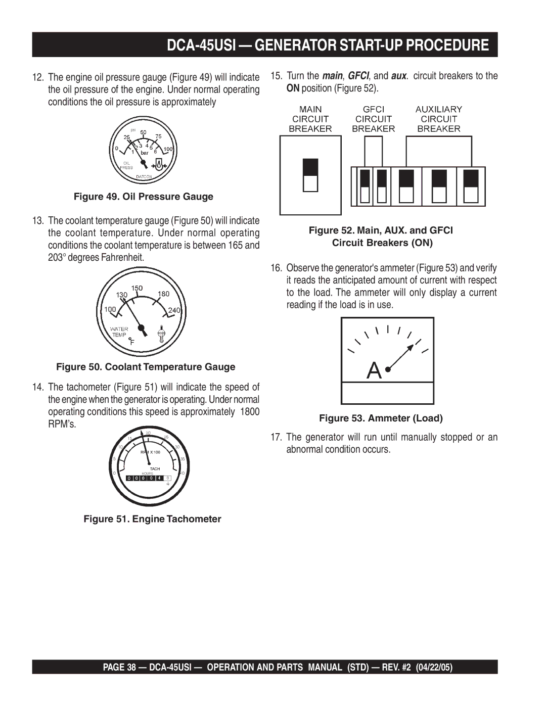 Multiquip DCA-45US1 operation manual DCA-45USI Operation and Parts Manual STD REV. #2 04/22/05 