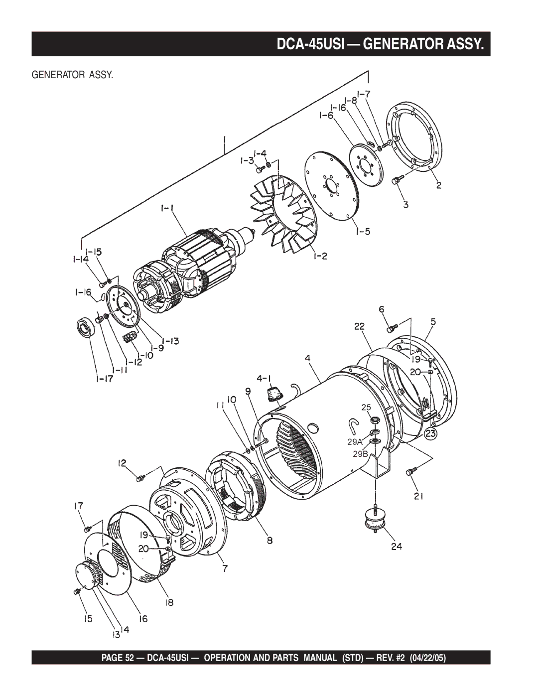 Multiquip DCA-45US1 operation manual DCA-45USI Generator Assy 