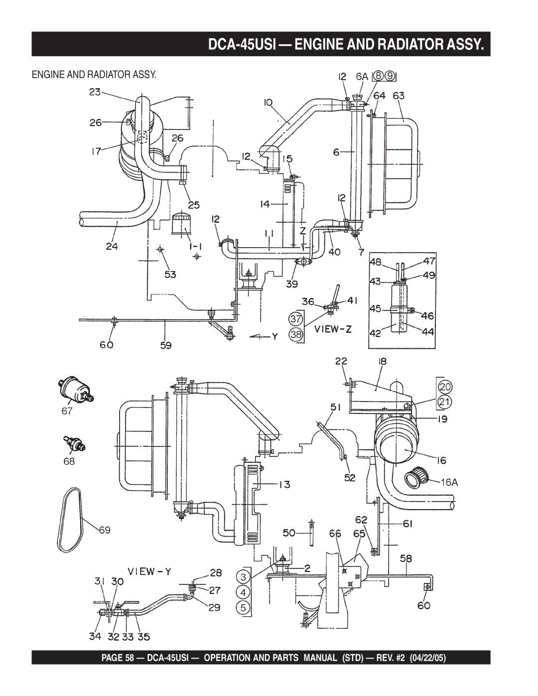 Multiquip DCA-45US1 operation manual DCA-45USI Engine and Radiator Assy 