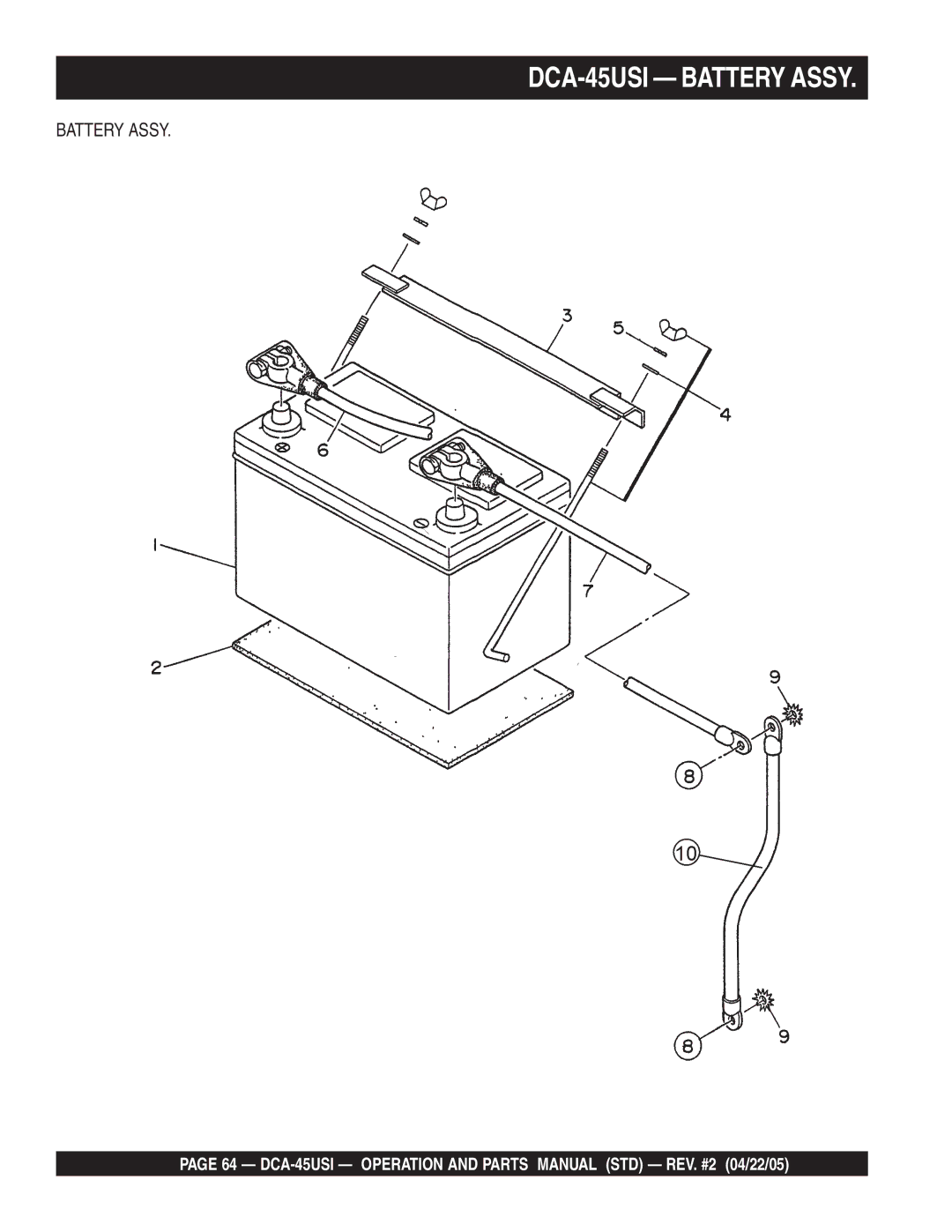 Multiquip DCA-45US1 operation manual DCA-45USI Battery Assy 