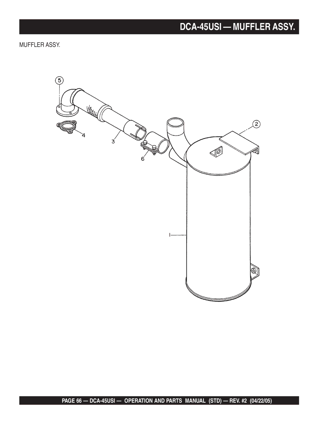 Multiquip DCA-45US1 operation manual DCA-45USI Muffler Assy 