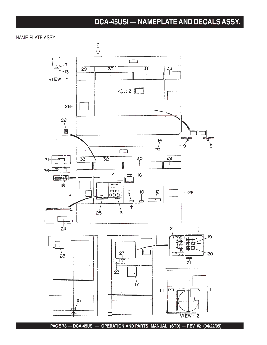 Multiquip DCA-45US1 operation manual DCA-45USI Nameplate and Decals Assy 