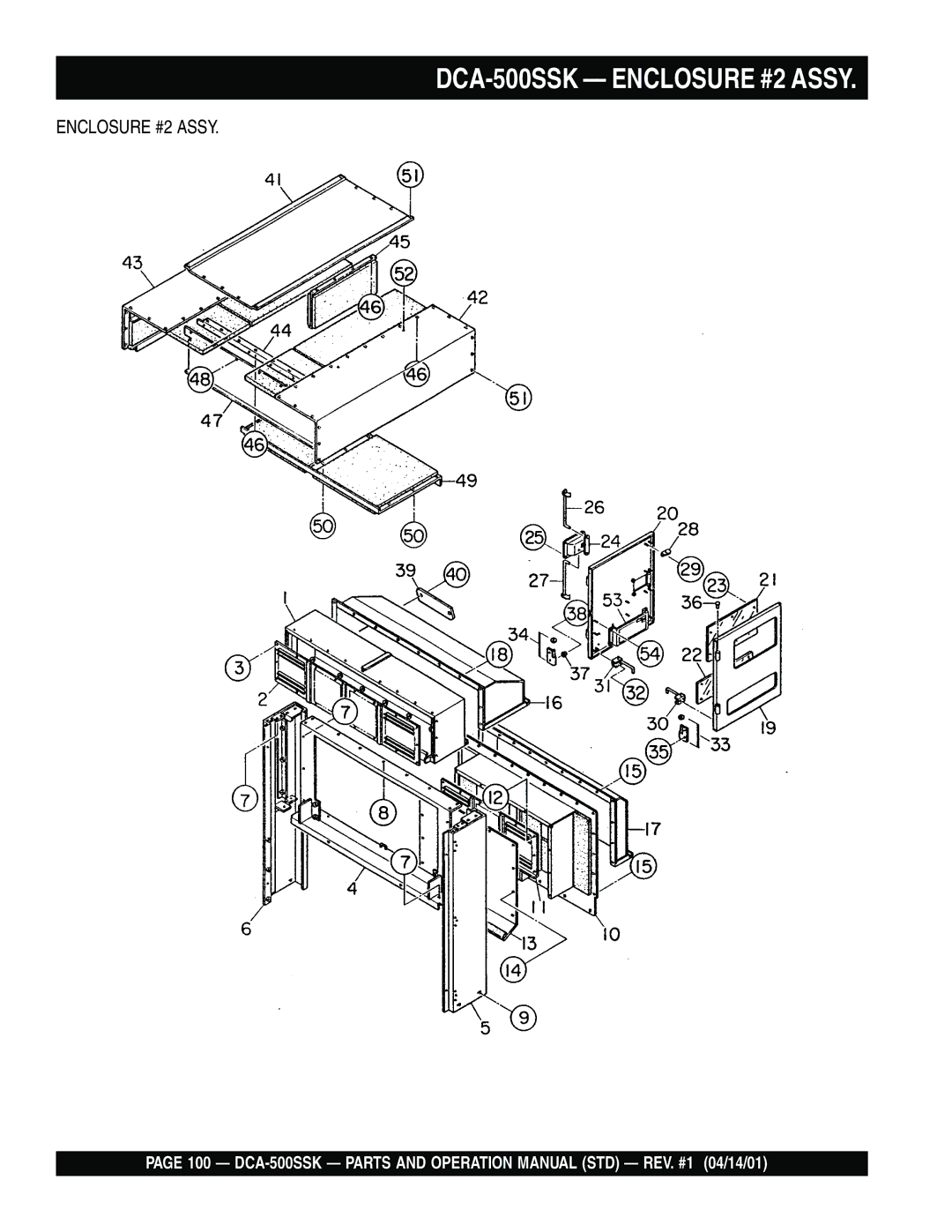 Multiquip operation manual DCA-500SSK Enclosure #2 Assy 