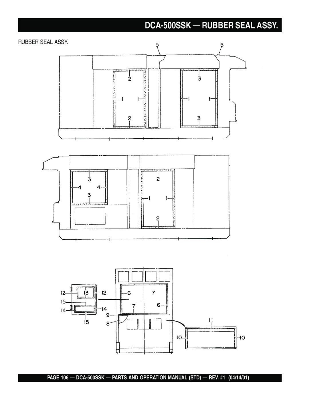 Multiquip operation manual DCA-500SSK Rubber Seal Assy 