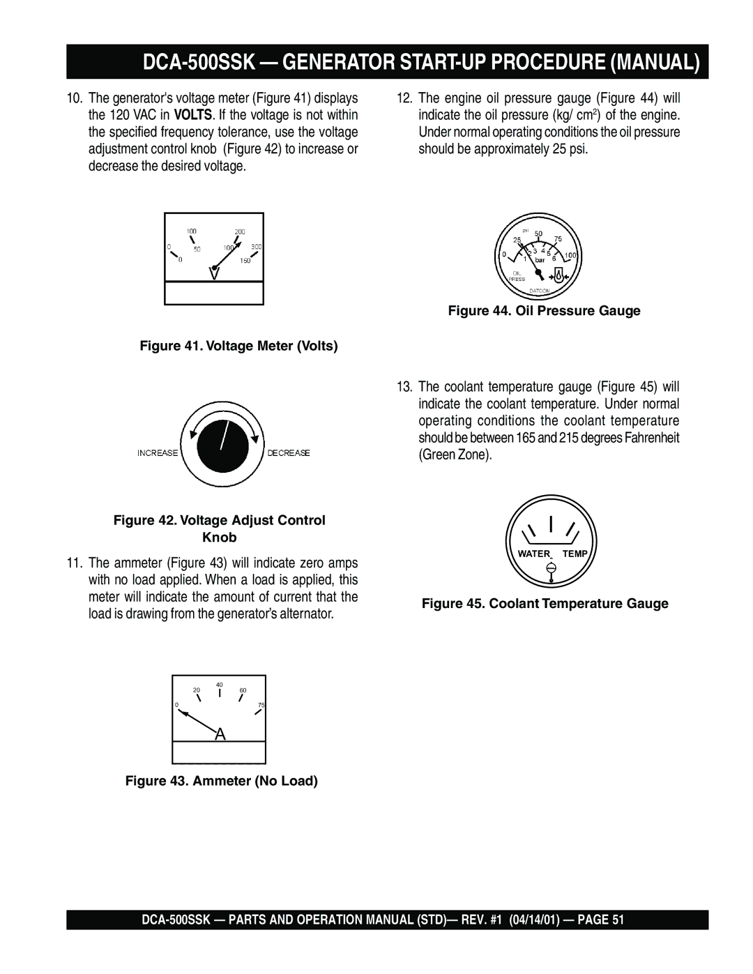 Multiquip DCA-500SSK operation manual Voltage Meter Volts 