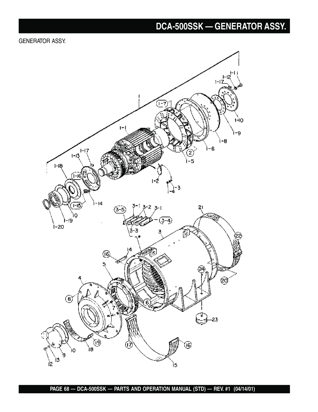 Multiquip operation manual DCA-500SSK Generator Assy 