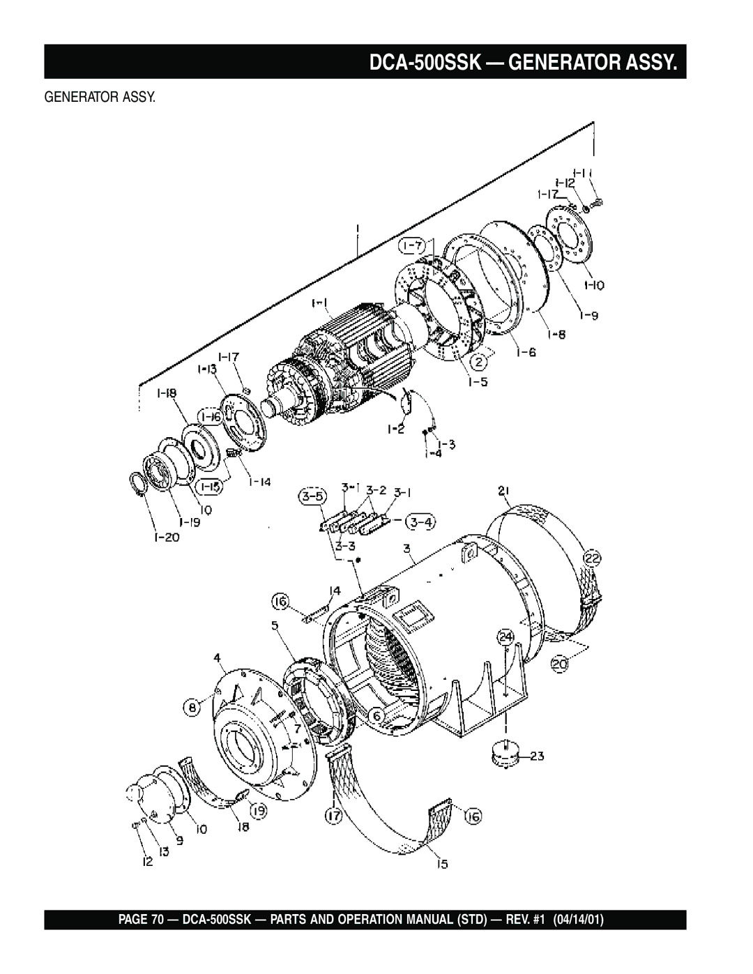 Multiquip operation manual DCA-500SSK Generator Assy 