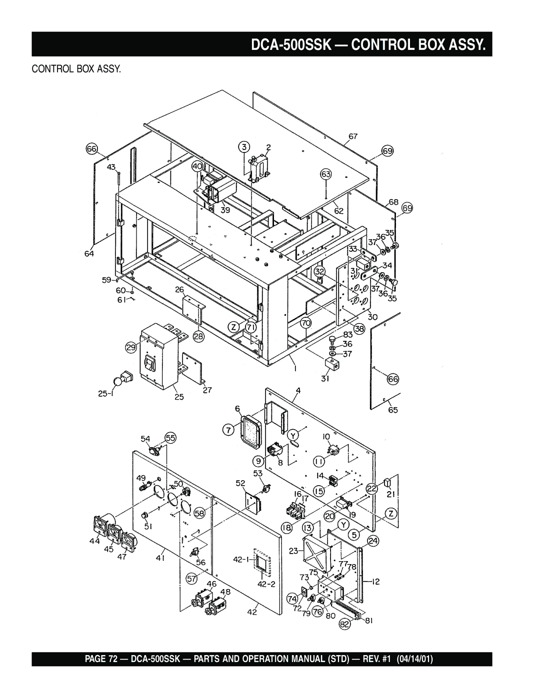 Multiquip operation manual DCA-500SSK Control BOX Assy 