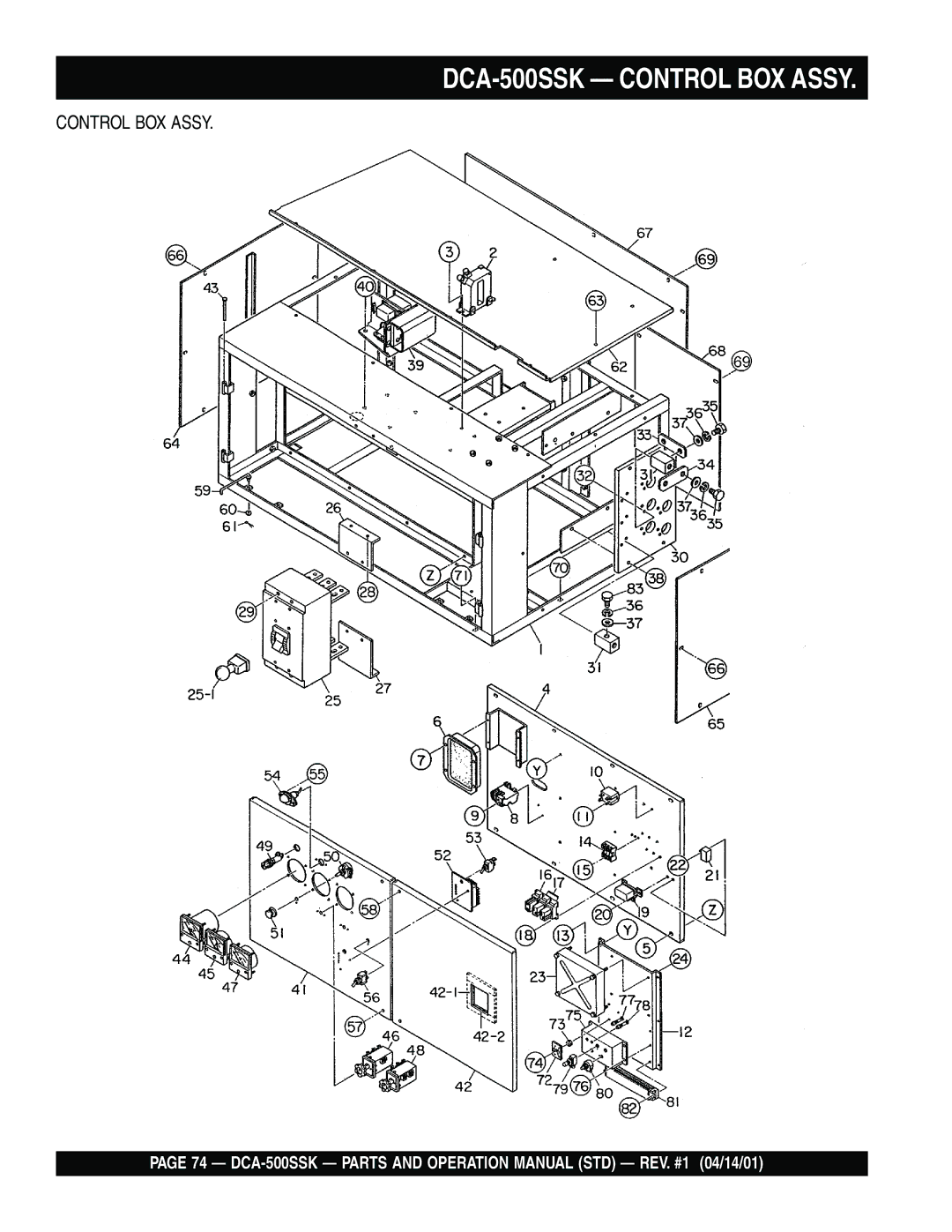 Multiquip operation manual DCA-500SSK Control BOX Assy 